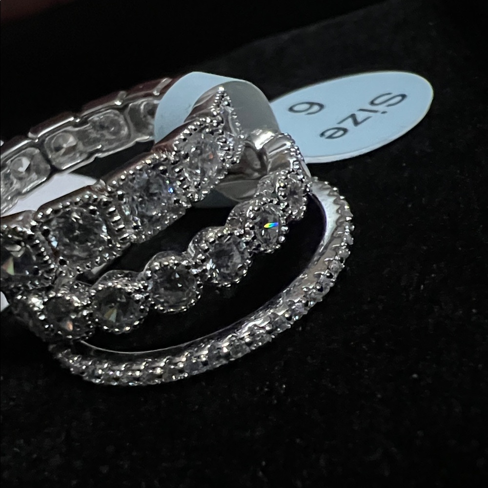 Elegant Sterling Silver Shiny 3 Ring Set